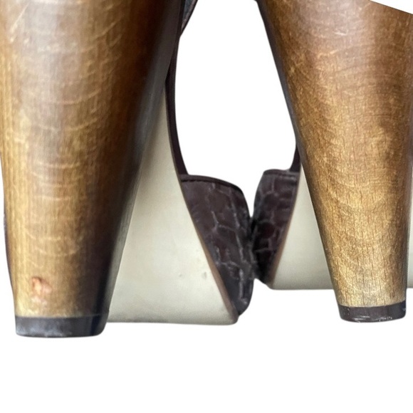 Ash Brown Leather Peep Toe Heels, Woven Details 40 - Picture 6 of 6